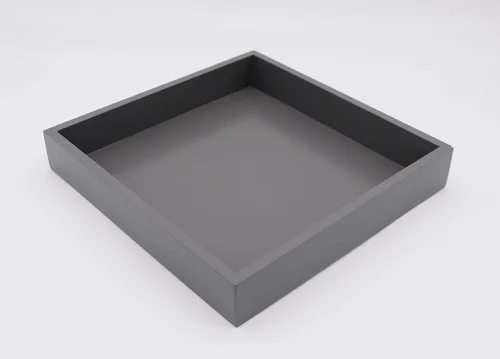 Vista 5 de Bandeja decorativa de madera cuadrada pequeña de 10 x 10 pulgadas para oficina, otomana, baño, entrada, controles remotos, organizador de encimera