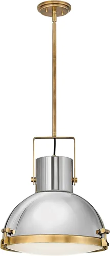 Vista 4 de Hinkley Nautique Collection One Light - Colgante grande, níquel pulido/negro brillante con cristal de ópalo grabado