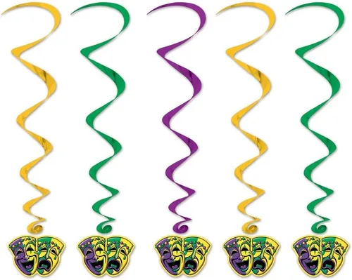 Vista 5 de Mardi Gras Triple Whirl (oro, verde, morado) Accesorio de fiesta (1 unidad) (1/paquete)