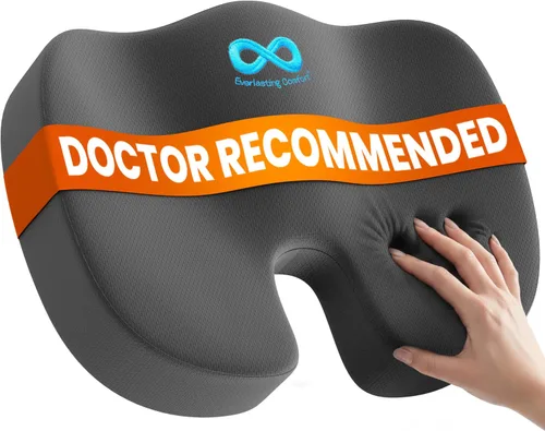 Vista 14 de Everlasting Comfort - Cojín de asiento para silla de oficina, cojín de coxis, almohada de ciática para sentarse (negro)