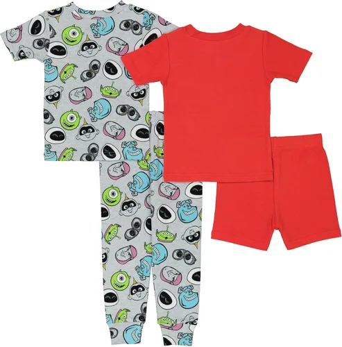 Vista 2 de Disney Boys' 4-Piece Snug-fit Cotton Pajamas Set