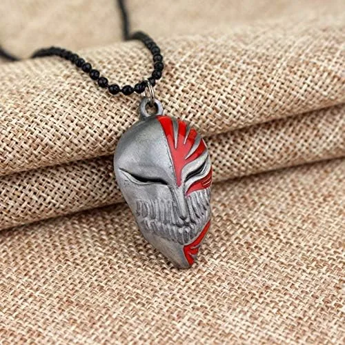 Vista 5 de Davitu Collar de blanqueo de anime vintage plateado Kurosaki Ichigo Bankai máscara hueca colgante collar para hombres accesorio genial