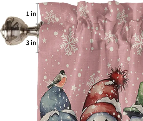 Vista 41 de Cenefa de cortina con lazo rojo de Navidad para ventanas, sala de estar, cocina, baño, granja, bolas de Navidad de acuarela con diseño de bayas