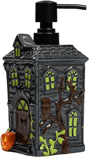 Vista 8 de Dispensador de jabón con forma de gato negro, dispensador de jabón de cerámica divertido, aceite esencial recargable de 15 onzas, dispensador