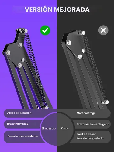 Vista 4 de InnoGear Soporte de Micrófono con Brazo Articulado para Blue Yeti HyperX QuadCast S SoloCast Snowball Fifine K669B y otros Micrófonos