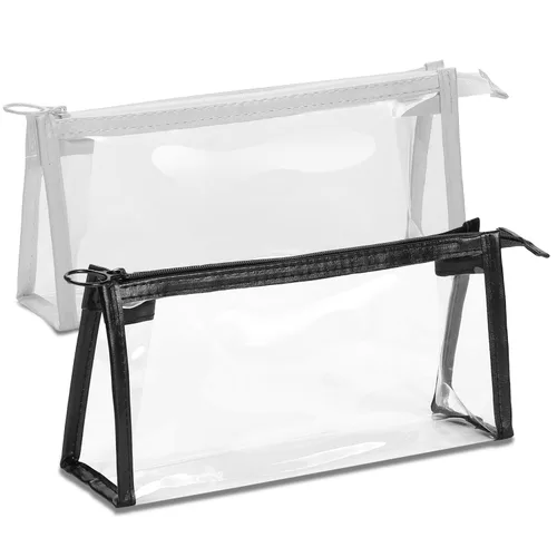 Vista 7 de Etercycle Bolsa de aseo aprobada por la TSA, bolsas transparentes con cremallera para viajar, bolsas de maquillaje transparentes Samll bolsa de Negro