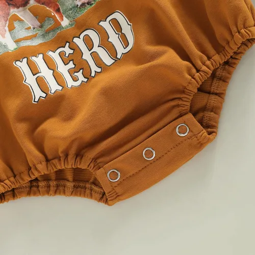 Vista 4 de Adobabirl Ropa de bebé occidental para niña, con estampado de vaca, sudadera de gran tamaño para bebé, lindo traje de otoño e invierno