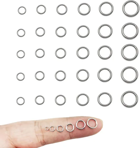 Vista 7 de 1000 anillos de acero inoxidable de 0.118 pulgadas (0.118 in) para hacer joyas, collares, pulseras, aretes, llavero, manualidades