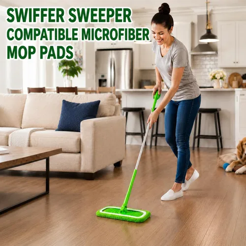Vista 8 de Tidy Monster Paquete de 8 almohadillas de microfibra reutilizables de repuesto compatibles con Swiffer Sweeper, almohadillas lavables a máquina