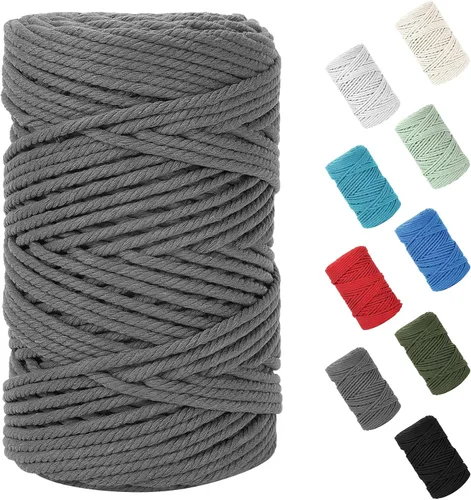 Vista 30 de Cuerda de macramé de 0.079 in x 220 yardas (656 pies), cuerda de algodón natural para colgar en la pared, ganchos de plantas, manualidades Verde