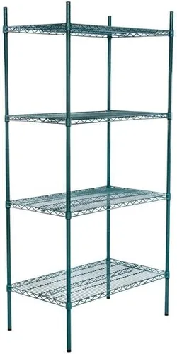 Vista 199 de Kit de 4 estantes de epoxi verde NSF de 21 x 72 pulgadas con postes de 86 pulgadas, estantería de almacenamiento resistente, kit de estantería