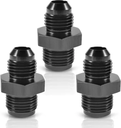 Vista 8 de Adaptador de ajuste de rosca con estriado invertido 6AN macho a 1/2 x 20 Aluminio negro recto Paquete de 2 PFCKE