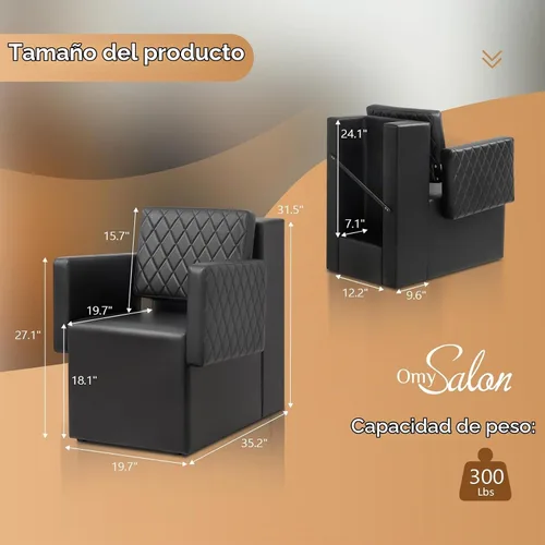 Vista 3 de OmySalon Sillas secadoras para salón, silla profesional de secador de pelo apta para secadora con capucha, asiento extra ancho, muebles