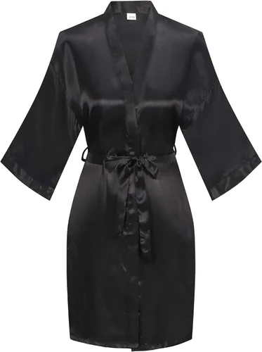 Vista 3 de Womens Satin Robe for Bridal Party Short Silky Bride Bridesmaids Kimono Bath Robe Soft Dressing Gown