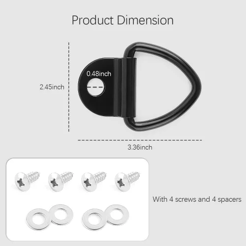 Vista 2 de Stacool 4 anclajes de amarre de anillo en V con capacidad de 1000 libras, anclajes de amarre de caja de camión de 1/4 pulgadas con kit de tornillos