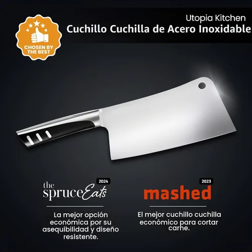 Vista 2 de Utopia Kitchen Cuchillo Cleaver de 7 pulgadas de Acero Inoxidable Cuchillos de Chef Carnicero para Carne, Verduras Cuchillo de Chef de Cocina