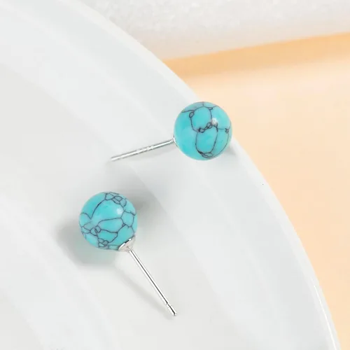 Vista 50 de Natural Stone Stud Earrings for Women 8mm Sterling Silver Genuine Gemstone Earrings Handmade Sterling Silver Crystal Stud Earrings for Women