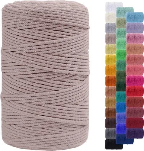 Vista 129 de Cordón de macramé de 0.079 pulgadas, cuerda de algodón natural de 109 yardas, hilo de cuerda de macramé para manualidades, ganchos de pared
