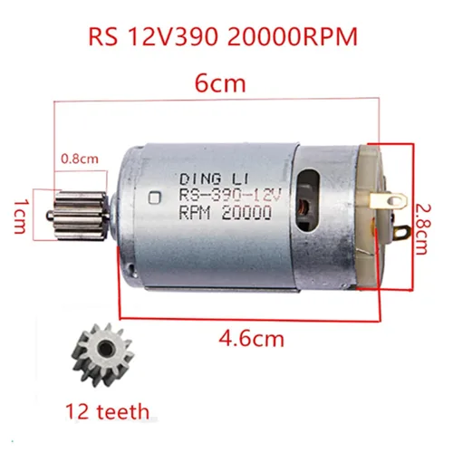 Vista 2 de 2 unids 12V390 20000RPM Motor eléctrico RS390 12V Motor Drive Accesorio para niños Ride On Cars Niños Ride on Juguetes Piezas de repuesto