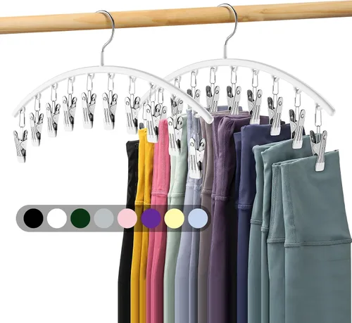 Vista 25 de Organizador de leggings para armario, perchas de metal para pantalones de yoga, 1 paquete con 10 clips con capacidad para 10 leggings, organizador