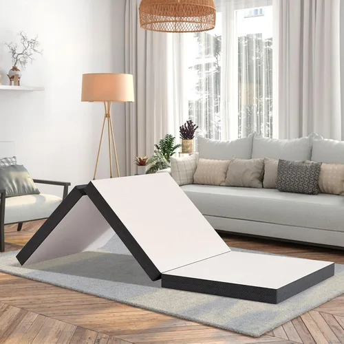 Vista 9 de Colchón plegable, colchón de espuma viscoelástica de gel de tres pliegues, colchón plegable portátil con funda lavable y parte inferior
