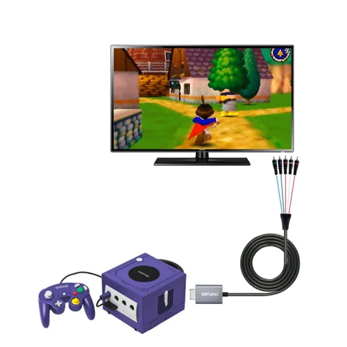 Vista 4 de BITFUNX Adaptador de cable de componentes NGC Soporta video componente (3RCA) y cable de audio (2RCA), adaptador de videojuegos Plug & Play sin