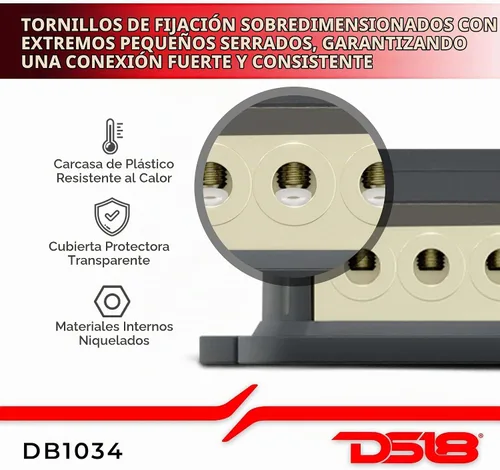 Vista 2 de DS18 DB1034 Bloque de distribución 1X0-GA en salida 3X4-GA para amplificadores de coche