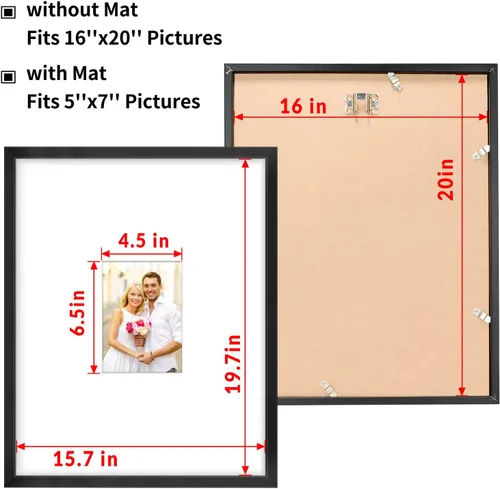 Vista 3 de LaVie Home Marco de fotos firmable de boda de 16 x 20 pulgadas, marco de madera negro de 16 x 20 pulgadas, para fotos de 5 x 7 pulgadas