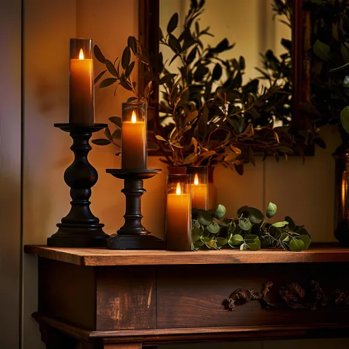 Vista 5 de Homemory Velas Decorativas Sin Llama, Velas a Batería con Control Remoto y Temporizador, Velas LED de Pilar Parpadeantes, Plexiglás, Gris, Paquete