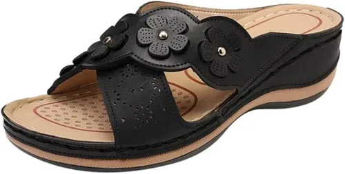 Vista 9 de Sandalias ortopédicas con soporte de arco, sandalias planas para exteriores, estilo bohemio, para caminar, cómodas, elegantes, informales