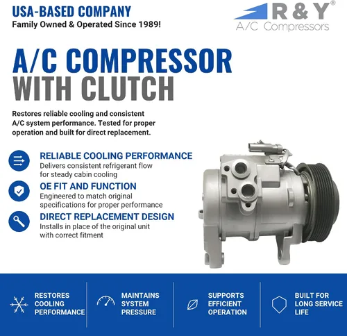 Vista 2 de RYC Compresor de aire acondicionado automotriz y embrague de A/C GG398 (se adapta a Dodge Ram 1500, 2500, 3500 5.7L 2003-2008)