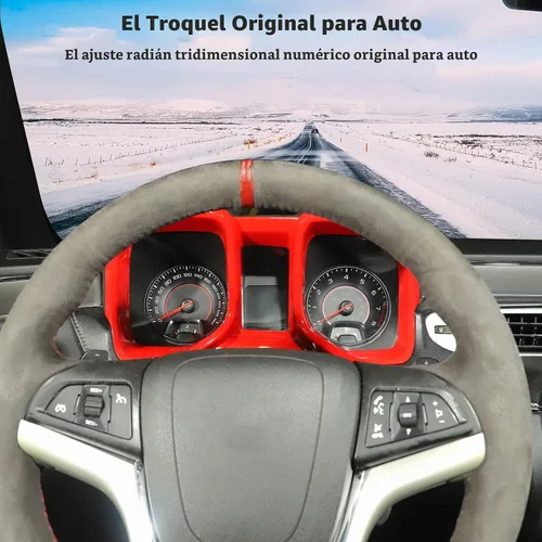 Vista 7 de CheroCar Para Chevrolet Camaro Dashboard Cover Panel Trim Decoración Compatible con Chevrolet Camaro 2010-2015 (rojo)