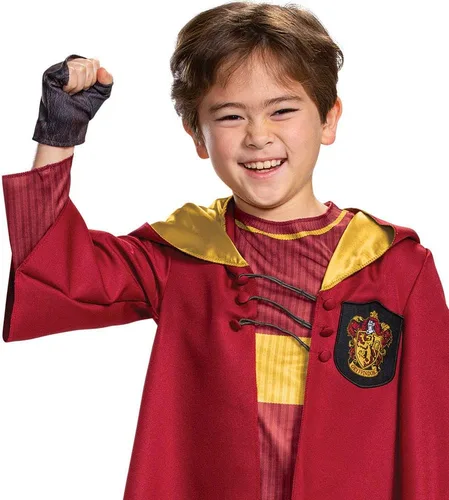 Vista 3 de Harry Potter Quidditch Gryffindor Deluxe Disfraz infantil rojo y dorado