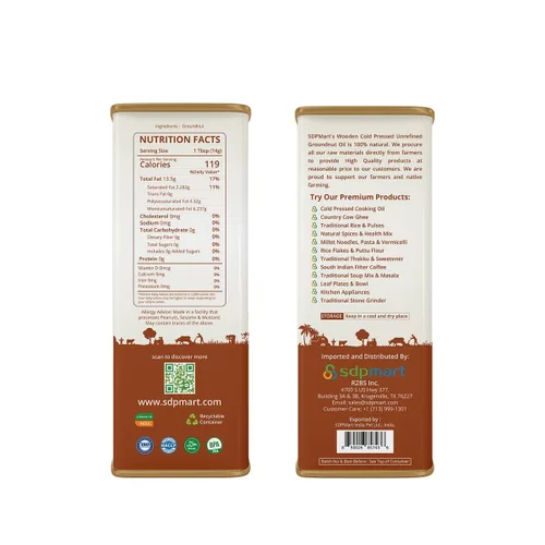 Vista 2 de SDPMart Aceite de cacahuete virgen prensado en frío/Aceite de cacahuete - 5 Ltr Aceite de Chekku
