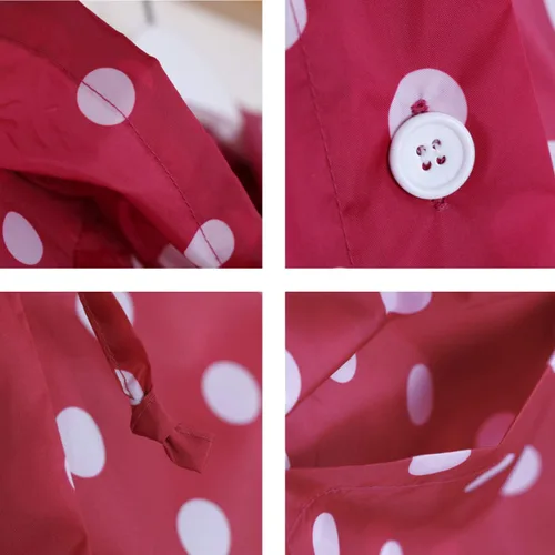 Vista 5 de Tonfei Womens Long Waterproof Raincoat Cute Polka Dot Lightweight Packable Rain Jacket with Hood for Women Teen Girls