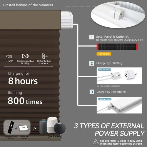 Vista 7 de SmartWings Persianas celulares motorizadas, persianas de panal compatibles con Zigbee/Alexa/Z-Wave/Homekit, control remoto inalámbrico para hogar