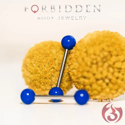 Vista 3 de Forbidden Body Jewelry 0.49oz 0.630in (58 pulgadas) Hipoalergénico titanio doble bola para pezón y lengua, Metal