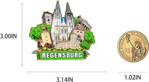 Vista 3 de Alemania Regensburg - Imán de nevera, diseño de madera en 3D, monumentos coleccionables, decoración hecha a mano