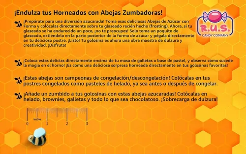 Vista 7 de R.U.S. Candy Company - Decoraciones comestibles de azúcar duro en forma de abejorro, 48 piezas