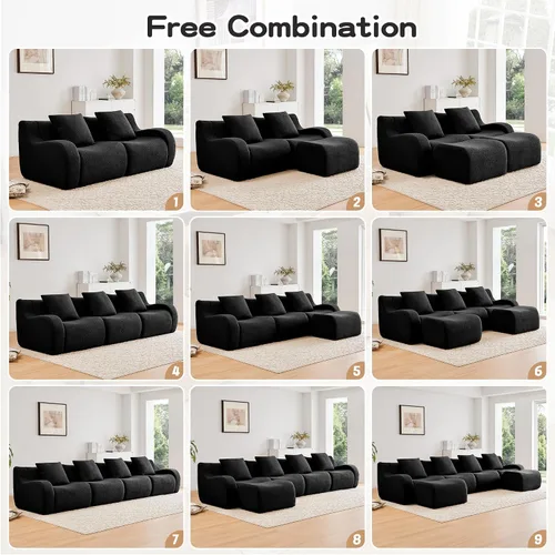 Vista 9 de Boneless Cloud - Sofá modular modular de 82.7 pulgadas, cómodo sofá biplaza de tela de peluche, sofás seccionales de asiento profundo para sala