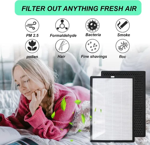 Vista 3 de Paquete de 2 filtros de repuesto EPI-186 True HEPA, compatible con el purificador de aire COLZER EPI-186 H13 HEPA carbón activado 2 en 1 4 etapas