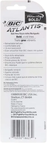 Vista 2 de Bic Atlantis Velocity Bold - Bolígrafo negro, 2 unidades (paquete de 5)