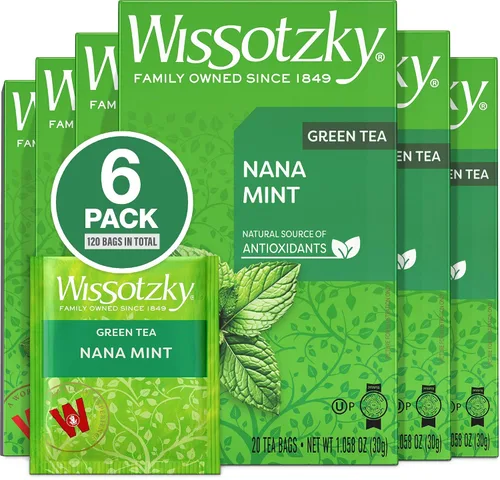 Vista 10 de Wissotzky Té verde menta Nana, 20 bolsas de té Rico en antioxidantes Bolsas de té de menta marroquí Té Nana revitalizante
