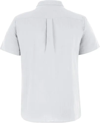 Vista 3 de Hestenve Guayabera - Camisas casuales de lino de algodón con botones y manga corta para hombre camisa hawaiana cubana de verano para la playa