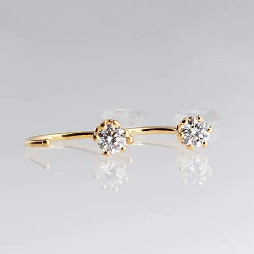 Vista 60 de Half Huggie Birthstone Gold Hoop Earrings for Women Tiny Cartilage Stud Piercing Earring Hypoallergenic Earring Screw Back Dainty Hug