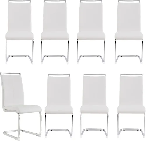 Vista 39 de gopop Juego de sillas de comedor, sillas modernas de metal con asiento acolchado de piel sintética, respaldo alto y patas cromadas resistentes, Negro