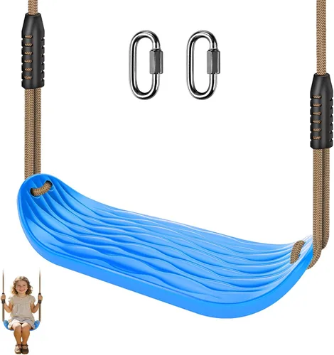 Vista 14 de SELEWARE Asiento de columpio para niños pequeños con respaldo alto de cubeta completa de servicio pesado con mosquetones de bloqueo y cuerda