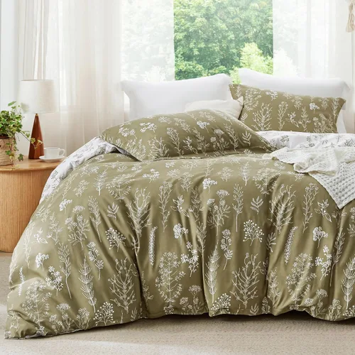 Vista 34 de Bedsure - Juego de edredón floral lindo, juego de ropa de cama tamaño King 04 - Gris claro