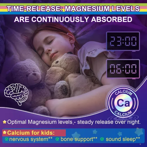 Vista 5 de Gomitas rellenas de magnesio glicinato + calcio NEVISS para adultos y niños de 4+, gomitas para dormir sin melatonina, suplemento de magnesio sin