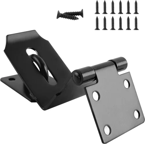 Vista 13 de HOWDIA Juego de Candado de Puerta de 4 Pulgadas con Pestillo de Bloqueo, Candado de Hasp de 90° con Tornillos y Candado de Acero Inoxidable